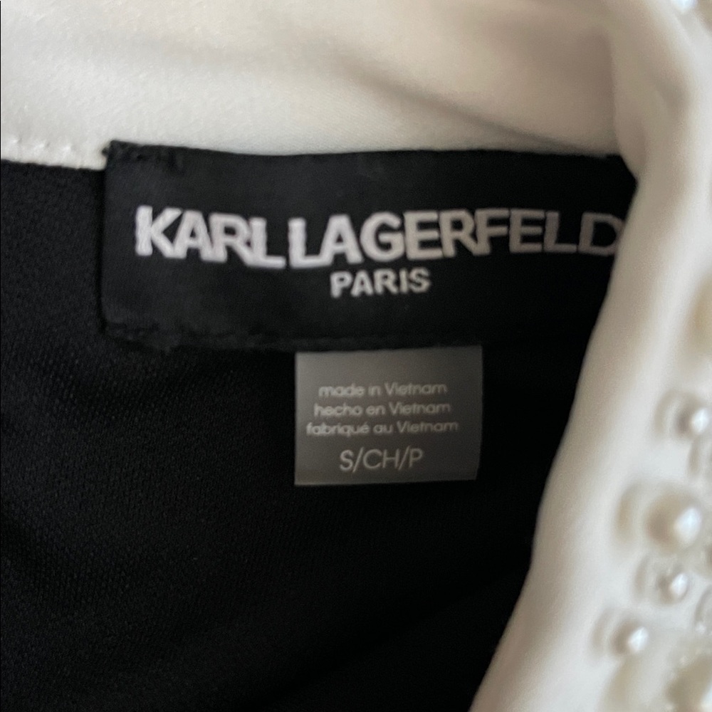 New KARL LAGERFELD PARIS  Pearl Collar Top Blouse - Picture 7 of 13